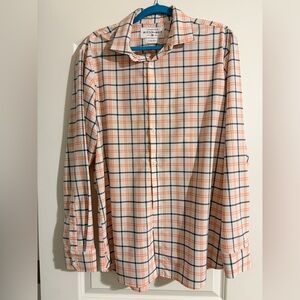 Mizzen+Main Orange and Blue Plaid Shirt (XL Trim Fit)